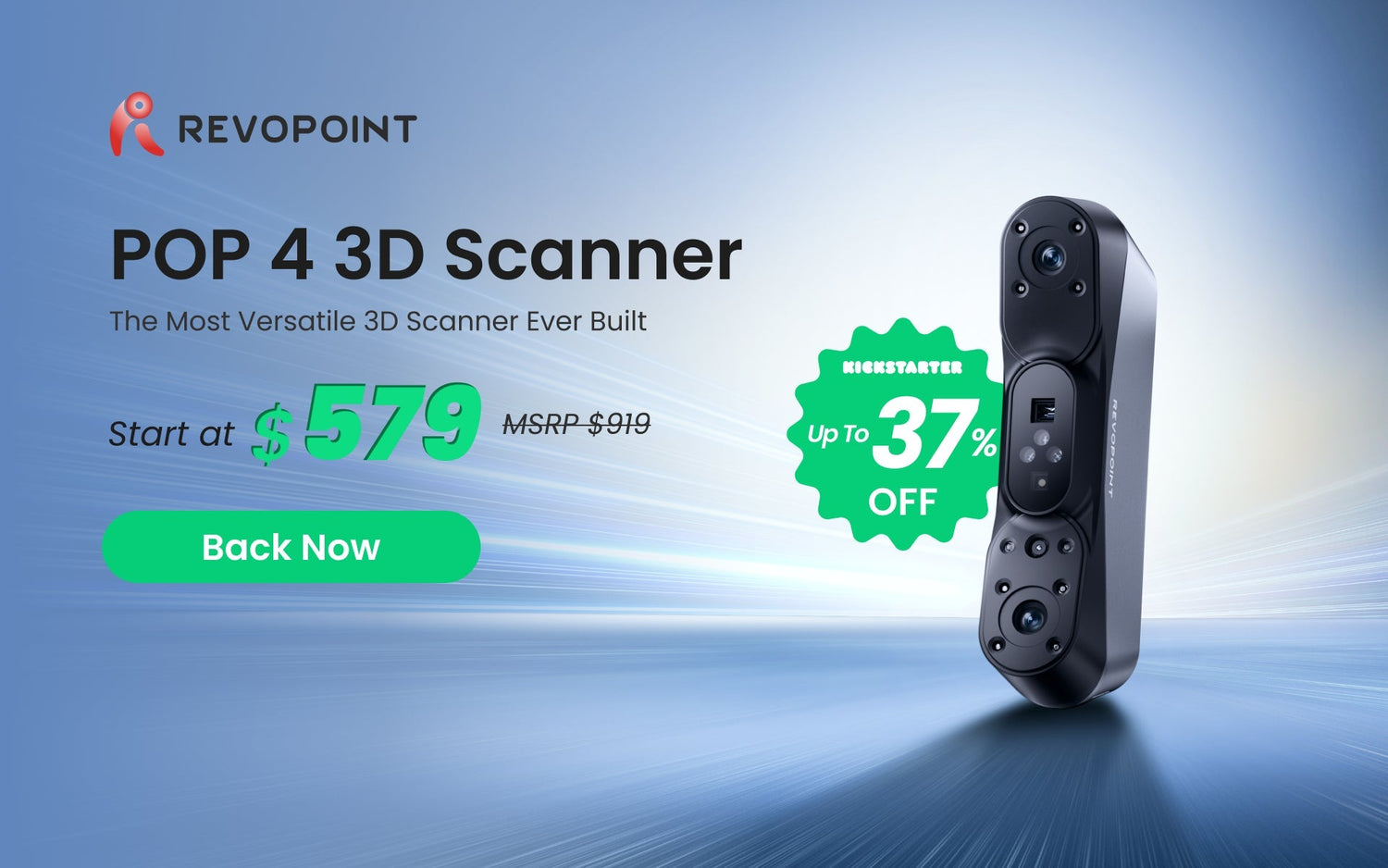 Revopoint Launches POP 4 on Kickstarter, a Hybrid 3D Scanner with Blue Laser and Infrared Technology