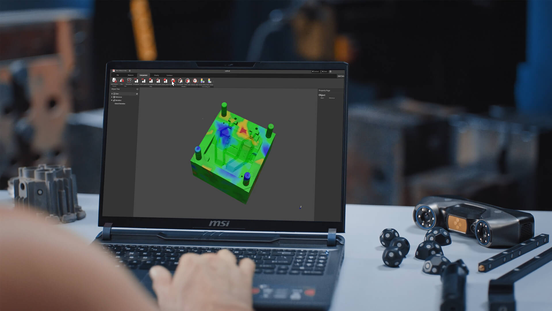 analyzing 3d data on laptop