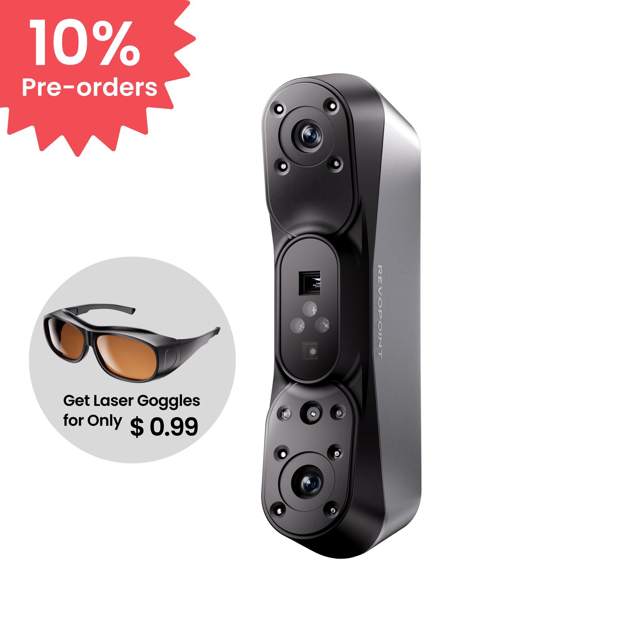 Revopoint POP 4: 5-in-1 Versatile 3D Scanner with Blue Laser & Infrared Light