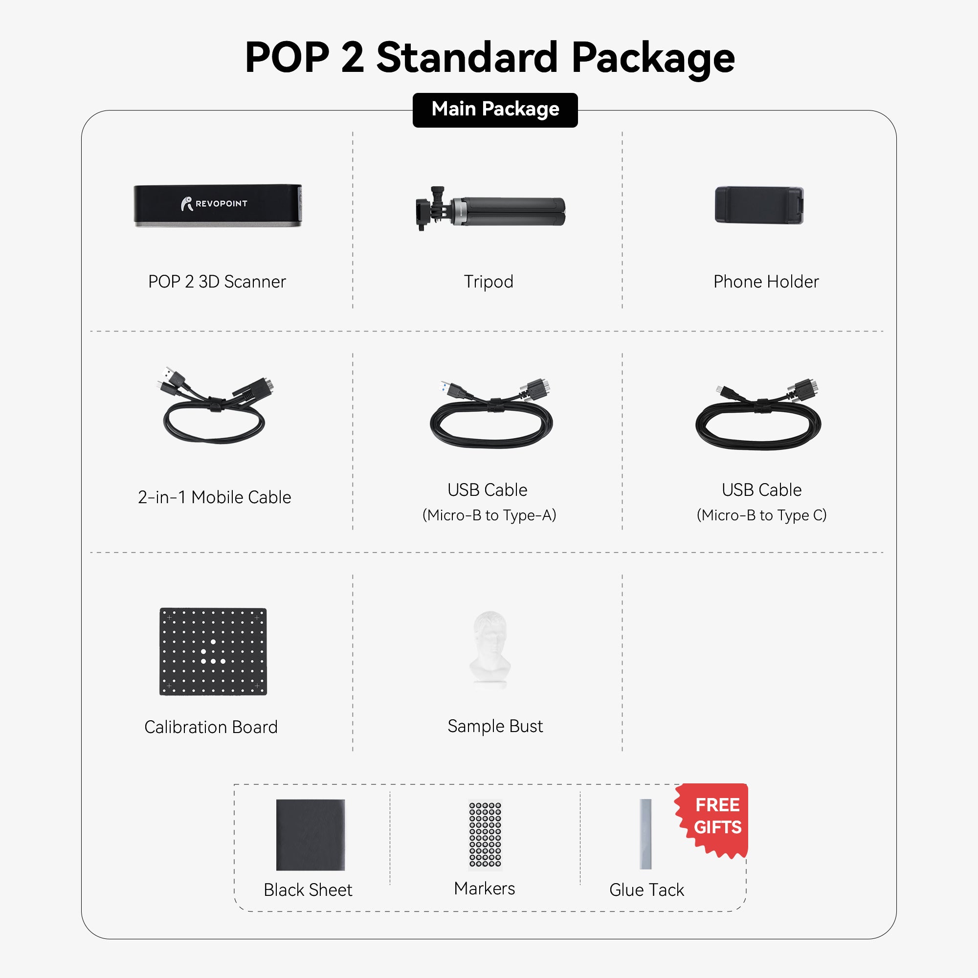 POP 2 3D Scanner（Infrared Light丨Precision 0.05mm）