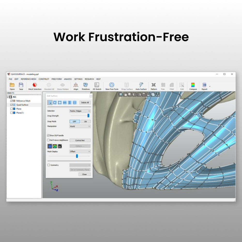 QUICKSURFACE Lite & Pro - fast and easy to ready for reverse engineering workflows.