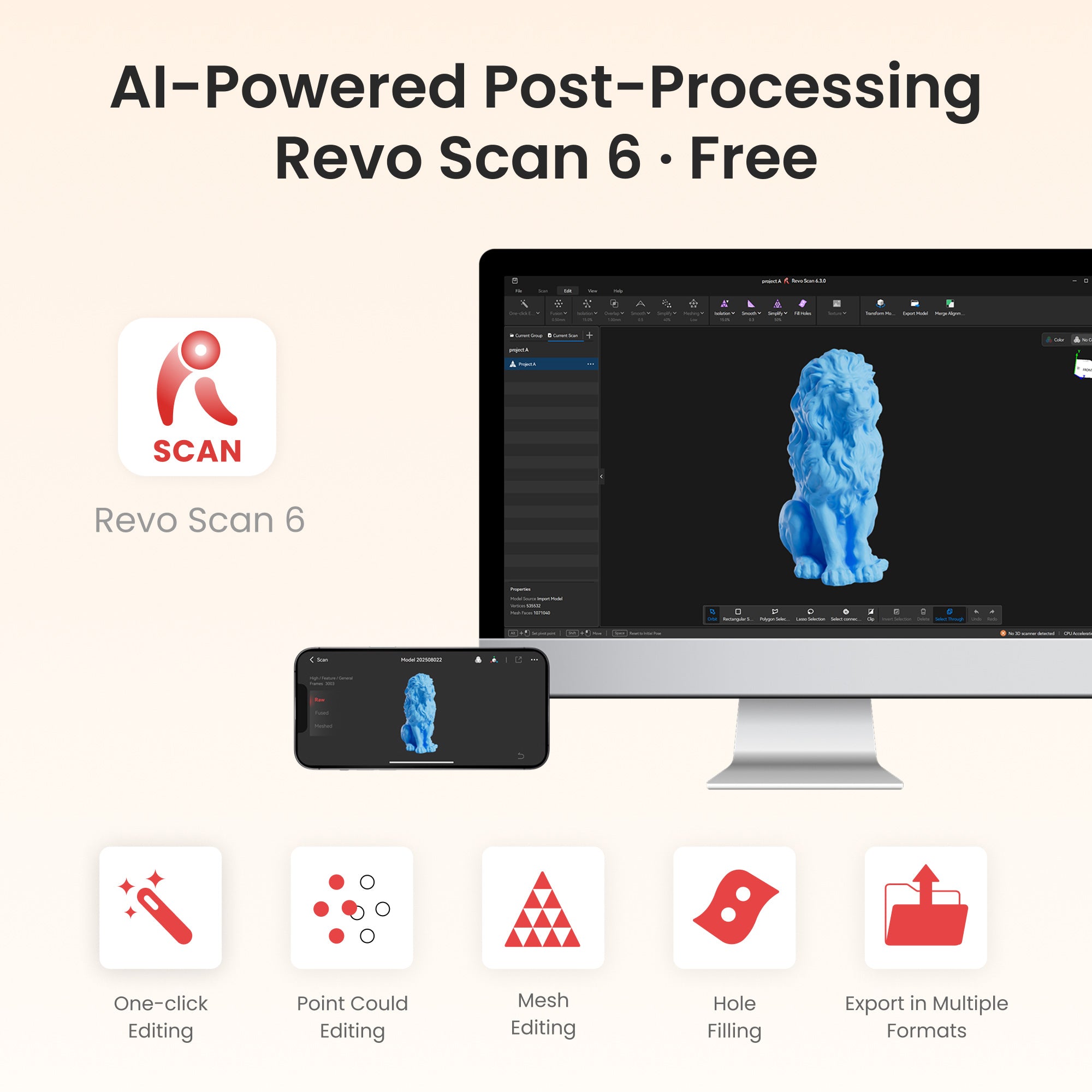Revopoint INSPIRE 2: Wireless Infrared Laser and Structured Light 3D Scanner
